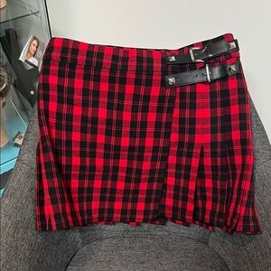 MICHAEL Michael Kors Red and Black Plaid Mini Skirt